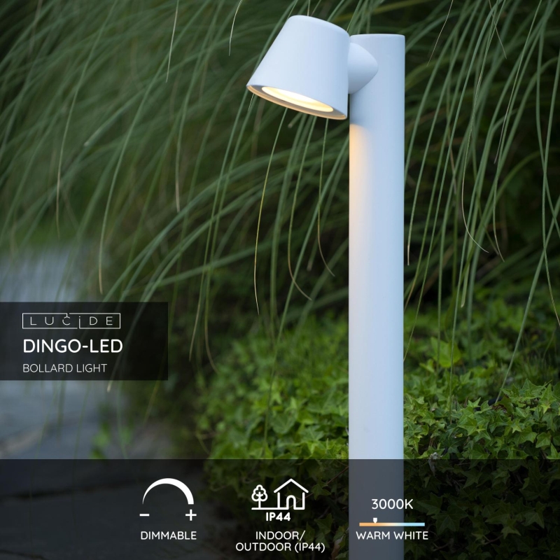 Lucide DINGO-LED - Stĺpové svietidlo Outdoor - LED Dim. - GU10 - 1x5W 3000K - IP44 - Biela
